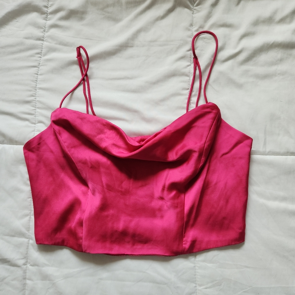 Size L H&M Hot Pink Satin Top
